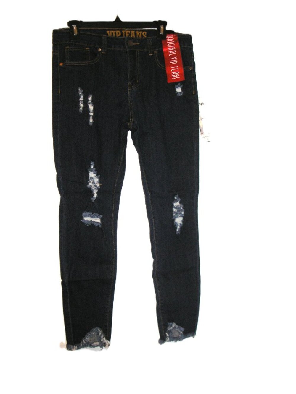VIP Jeans Distressed Stretch Dark Wash Denim Jeans Pants Size 10 NEW NWT